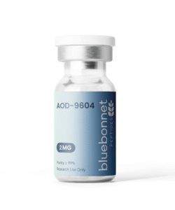 AOD-9604 2mg research peptide vial — third-party tested, 99% purity by Bluebonnet Peptides