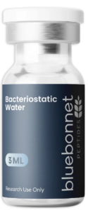 Bluebonnet Peptides research-grade peptide vial with ≥99% purity label