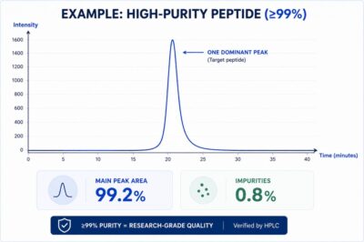 Sample certificate of analysis for BPC-157 research peptide showing purity results and lab verification