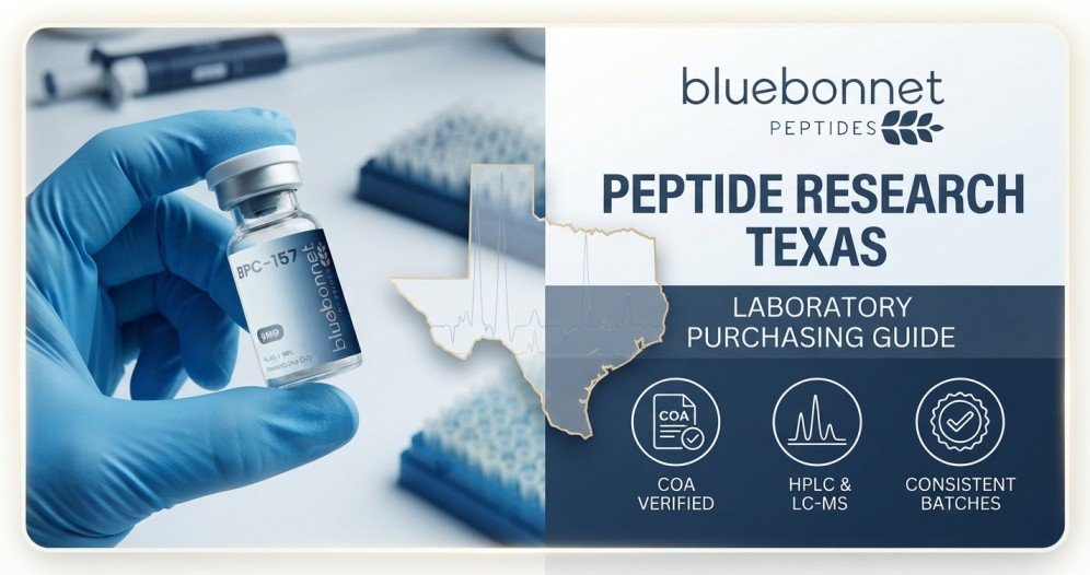 Peptide research Texas scientist with verified RUO BPC-157 vial and COA documents