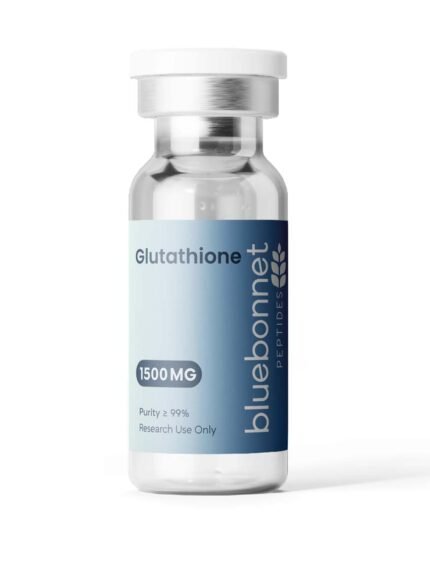 Glutathione 1500mg research compound vial — third-party tested, 99% purity by Bluebonnet Peptides